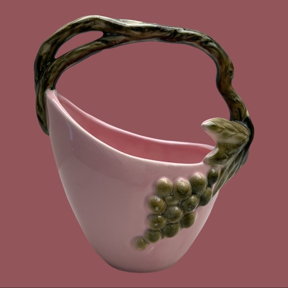 Other - Vintage Pink 1950s Ceramic Planter Basket MCM Mid Century Modern